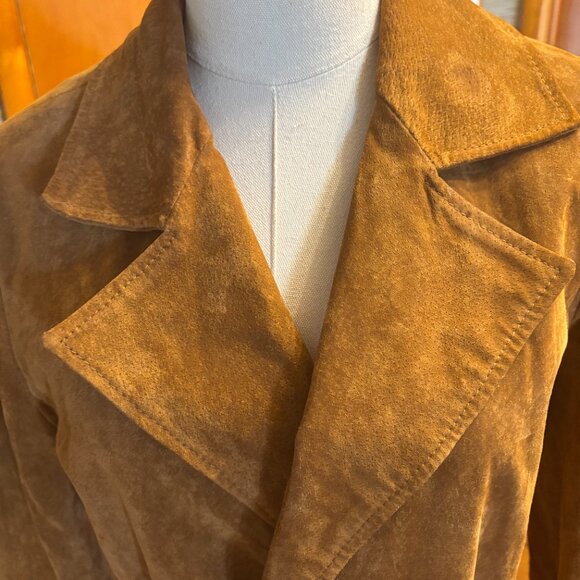 Express Brown Suede Trench Coat - Picture 3 of 6
